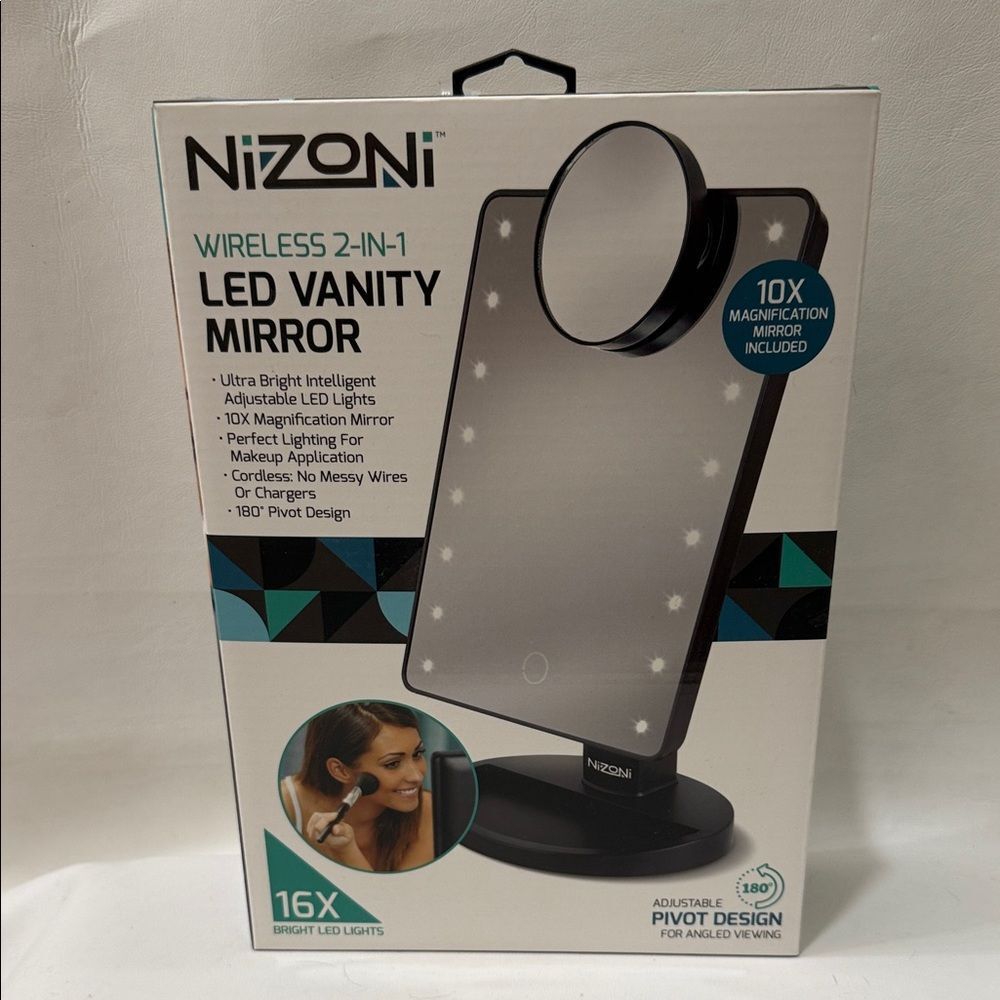 Nixon Black Wireless LED 2 In 1 Vanity Mirror 16 X Bright Lights Adjustable New